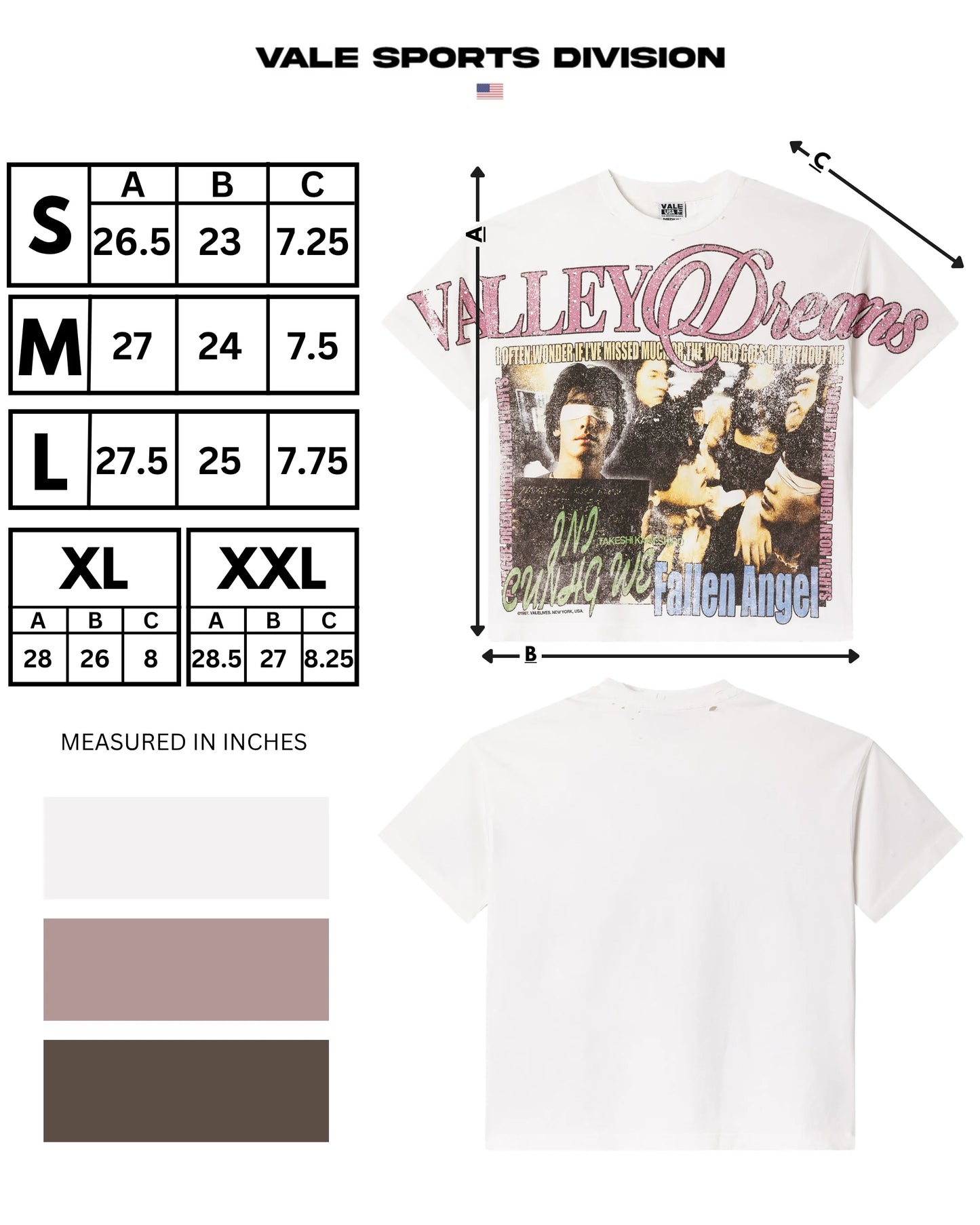 Vale White Fallen Bling T-Shirt