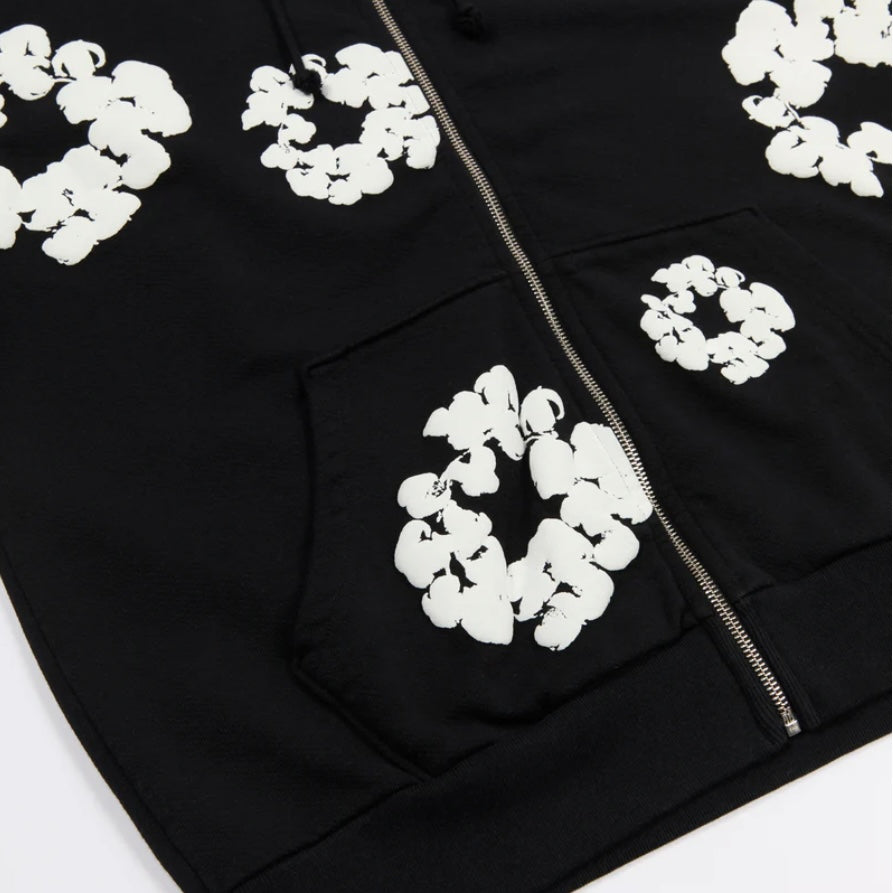 Denim Tears Black Cotton Wreath Zip Hoodie