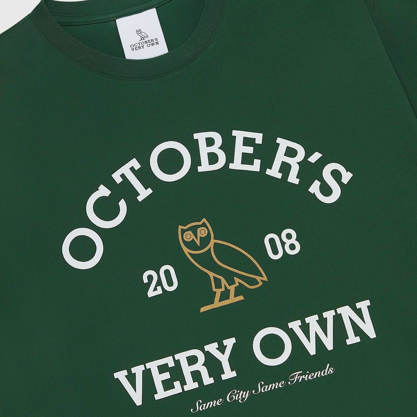 OVO Forrest Green Collegiate T-Shirt Close View