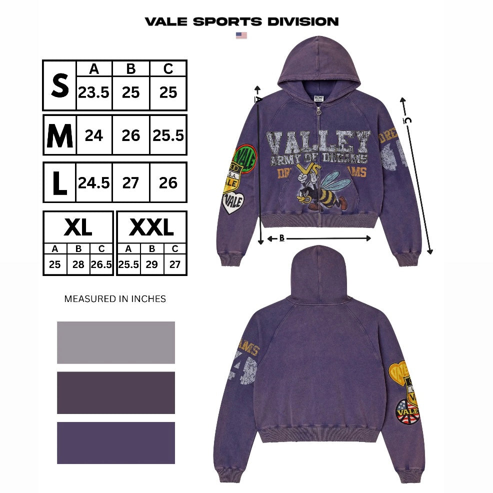 Vale Purple Army Zip Hoodie