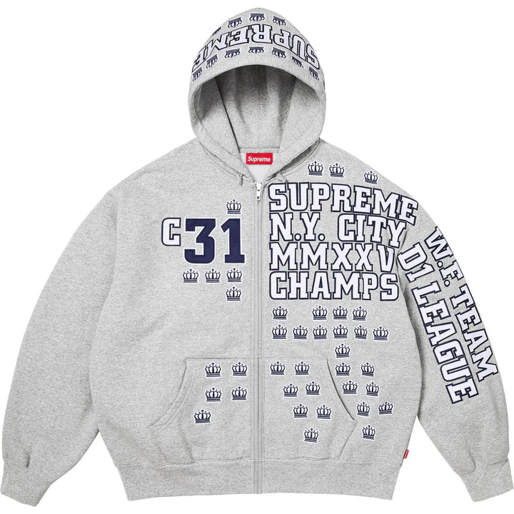 Supreme Grey League Champs Zip Hoodie
