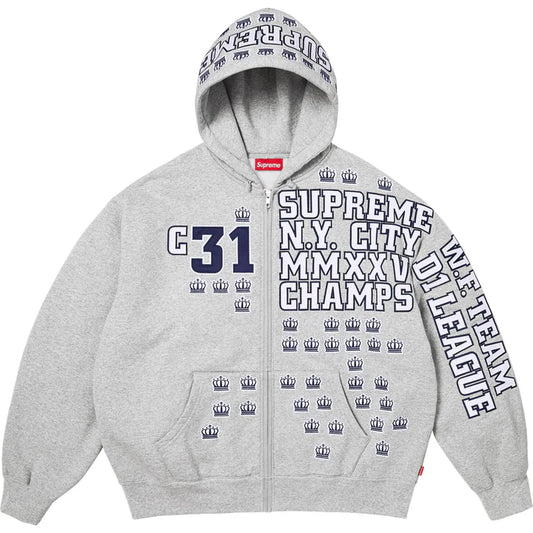 Supreme Grey League Champs Zip Hoodie