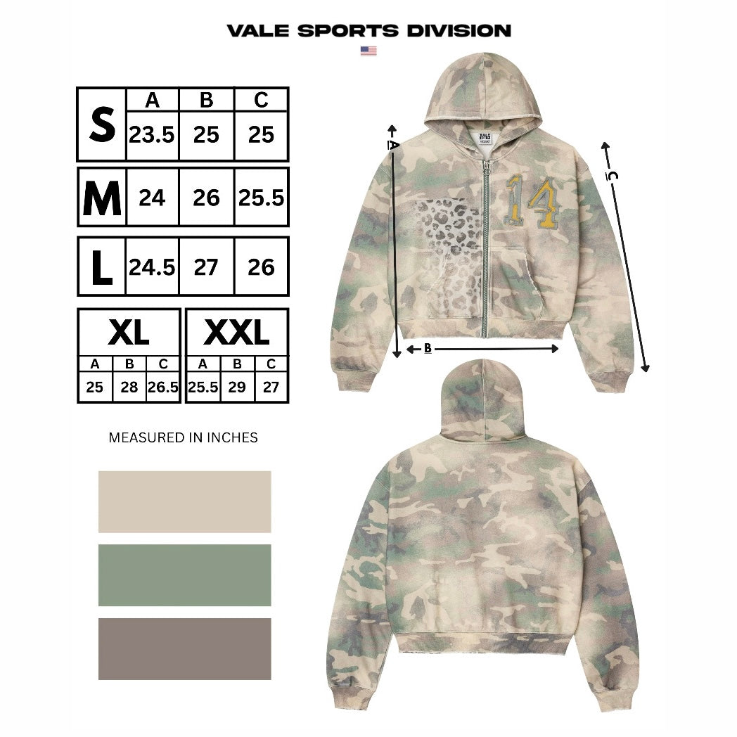 Vale Cheetah Camo Zip Hoodie