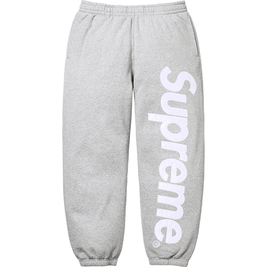 Supreme Heather Grey Satin Applique Sweatpants