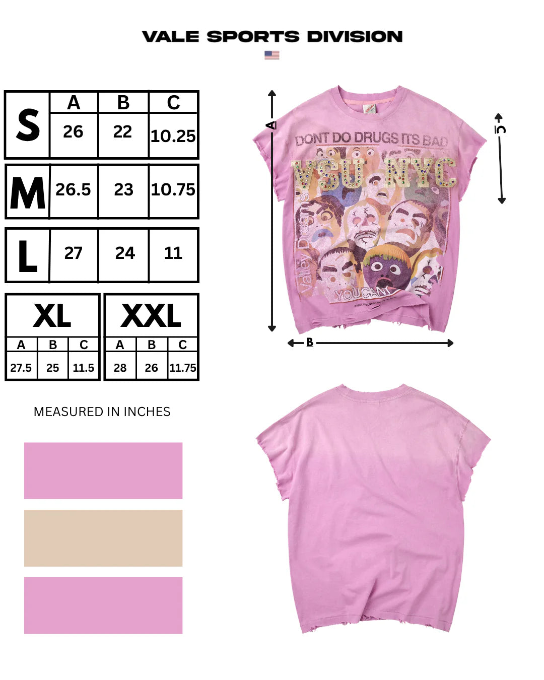 Vale Pink No Drugs Tank Sleeveless