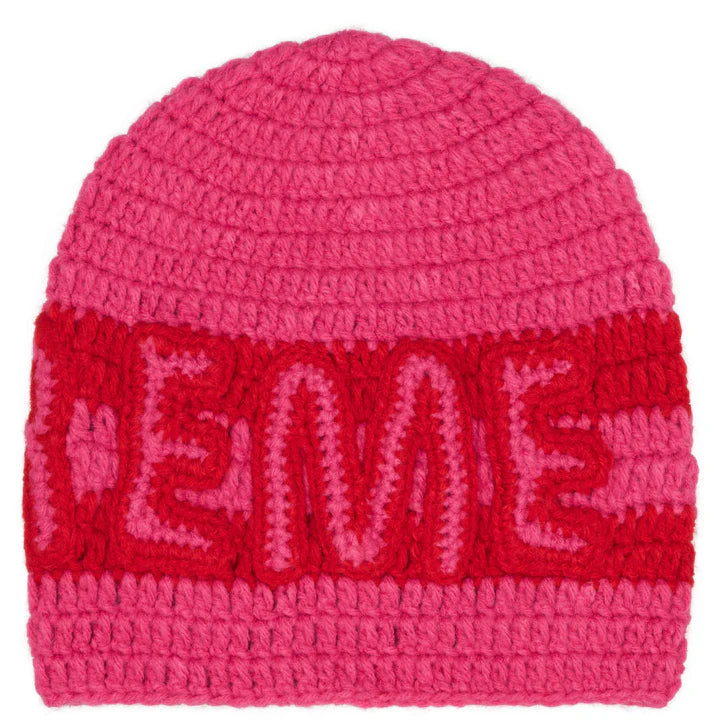 Supreme Pink Crochet Logo Beanie