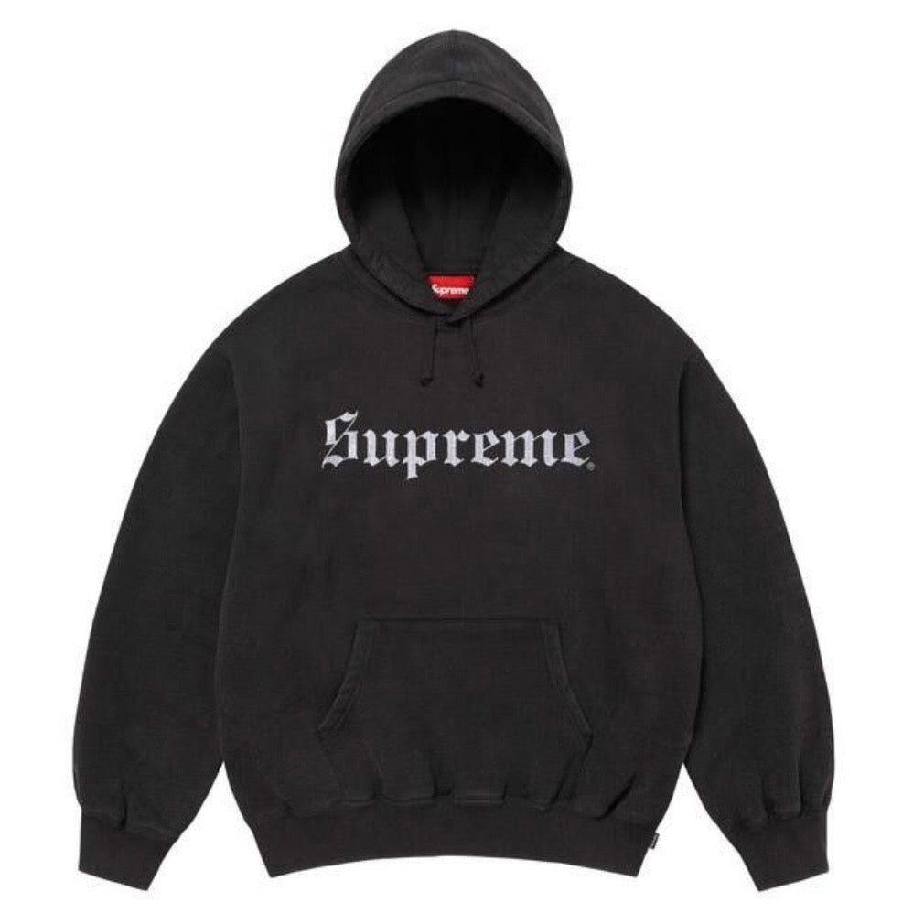 Supreme Black Washed Old English Hoodie