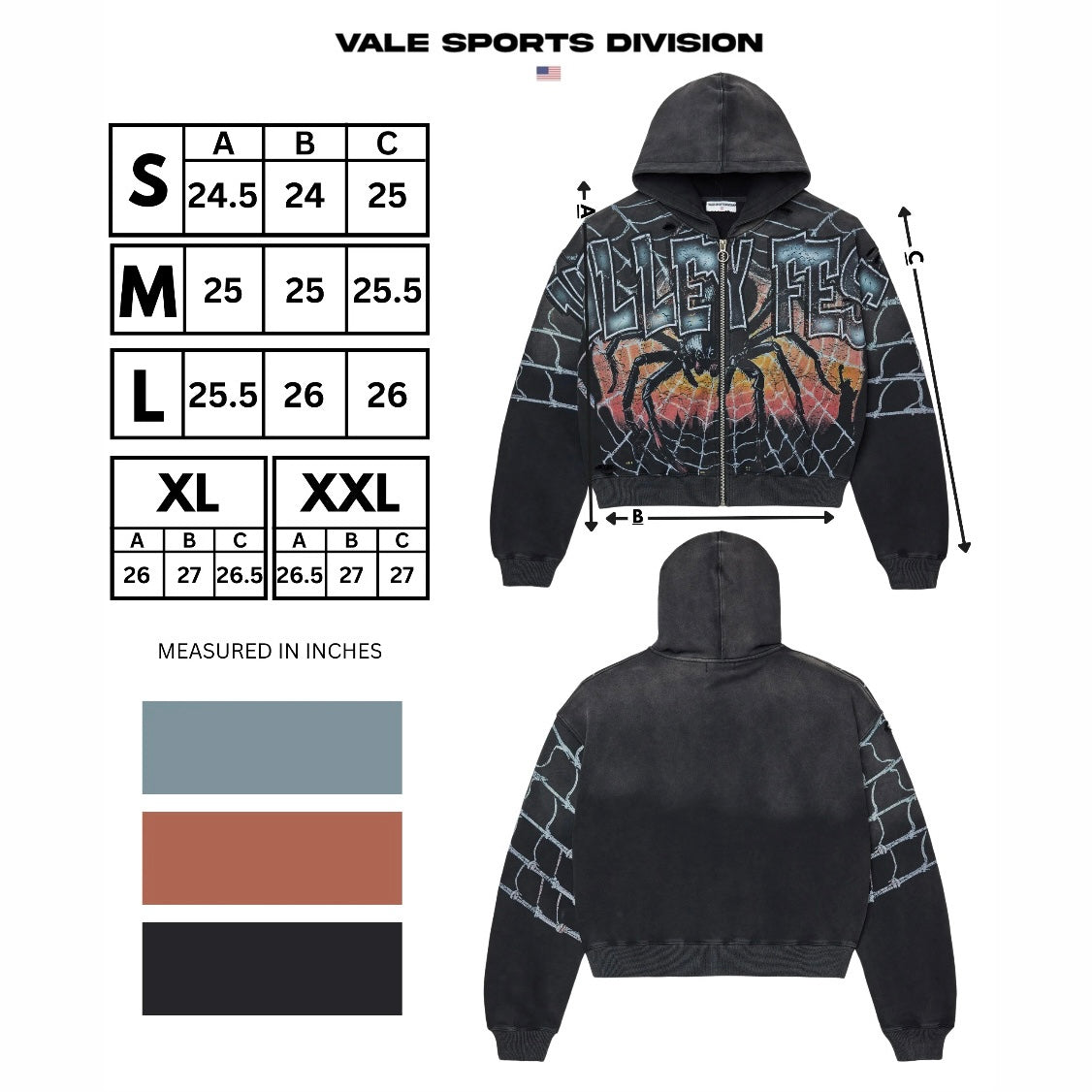 Vale Widow Big Zip Hoodie
