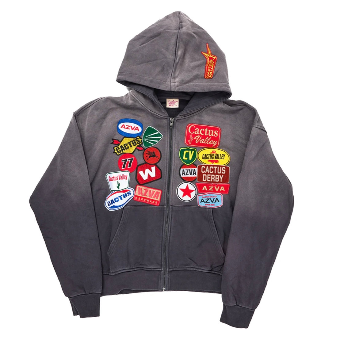 AZVA Vintage Black Rest Stop Zip Hoodie