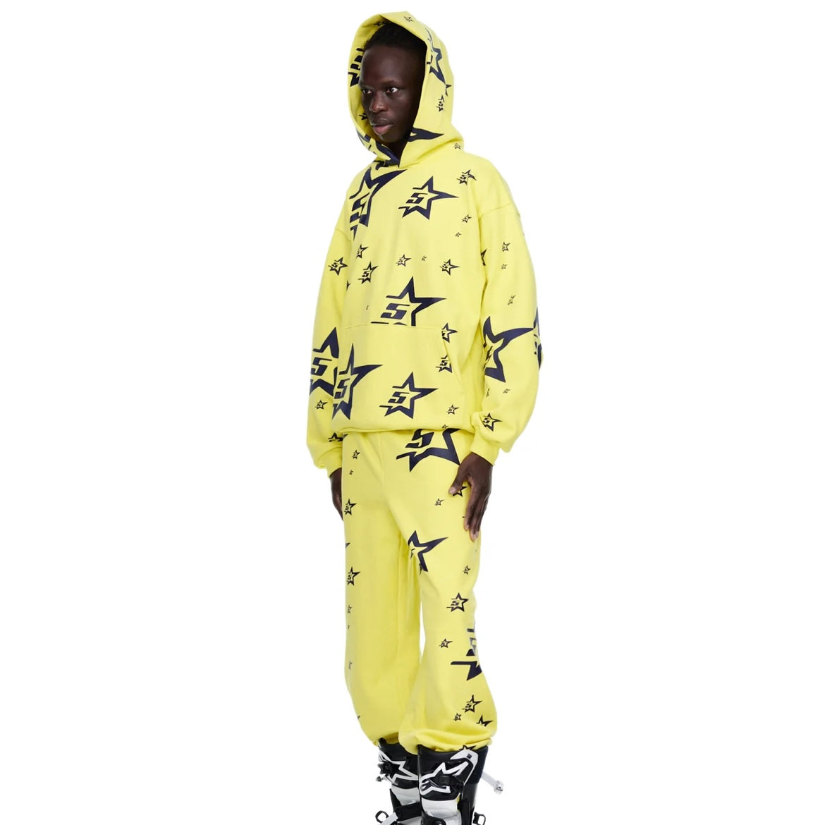 Sp5der Yellow 5Star Sweatpants On Body 4