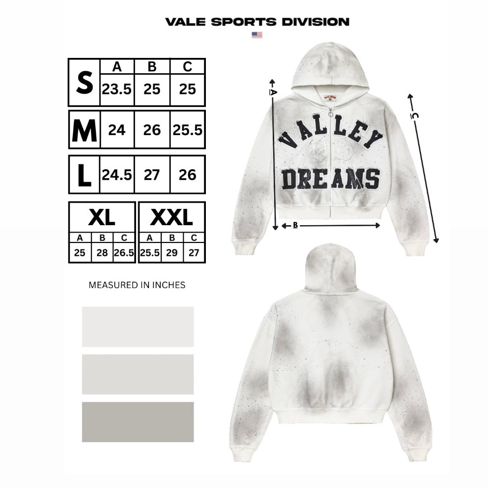 Vale White Classico Zip Hoodie