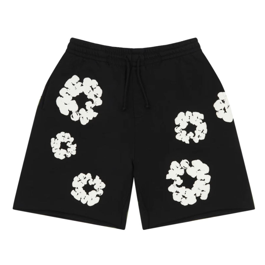 Denim Tears Black Cotton Wreath Shorts