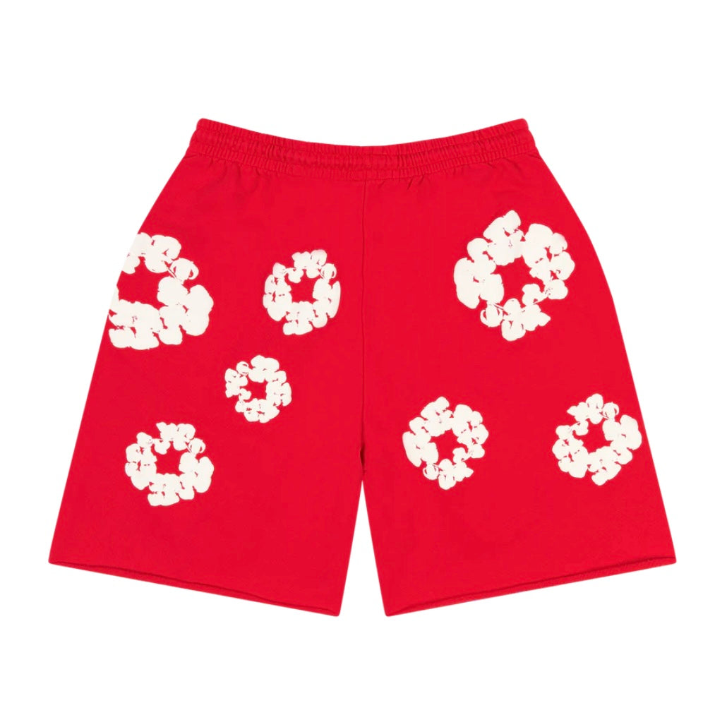 Denim Tears Red Cotton Wreath Shorts
