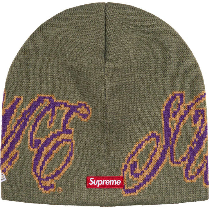Supreme New Era Olive Cursive Beanie