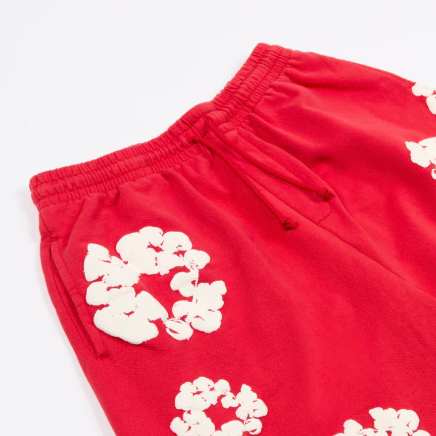 Denim Tears Red Cotton Wreath Shorts