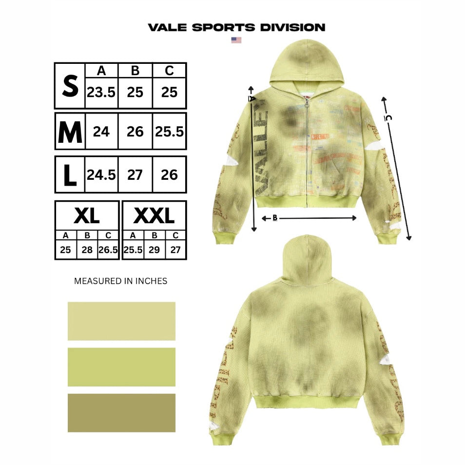 Vale Hack Green Glitch Zip Hoodie