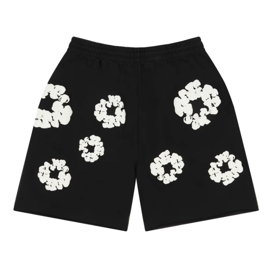 Denim Tears Black Cotton Wreath Shorts
