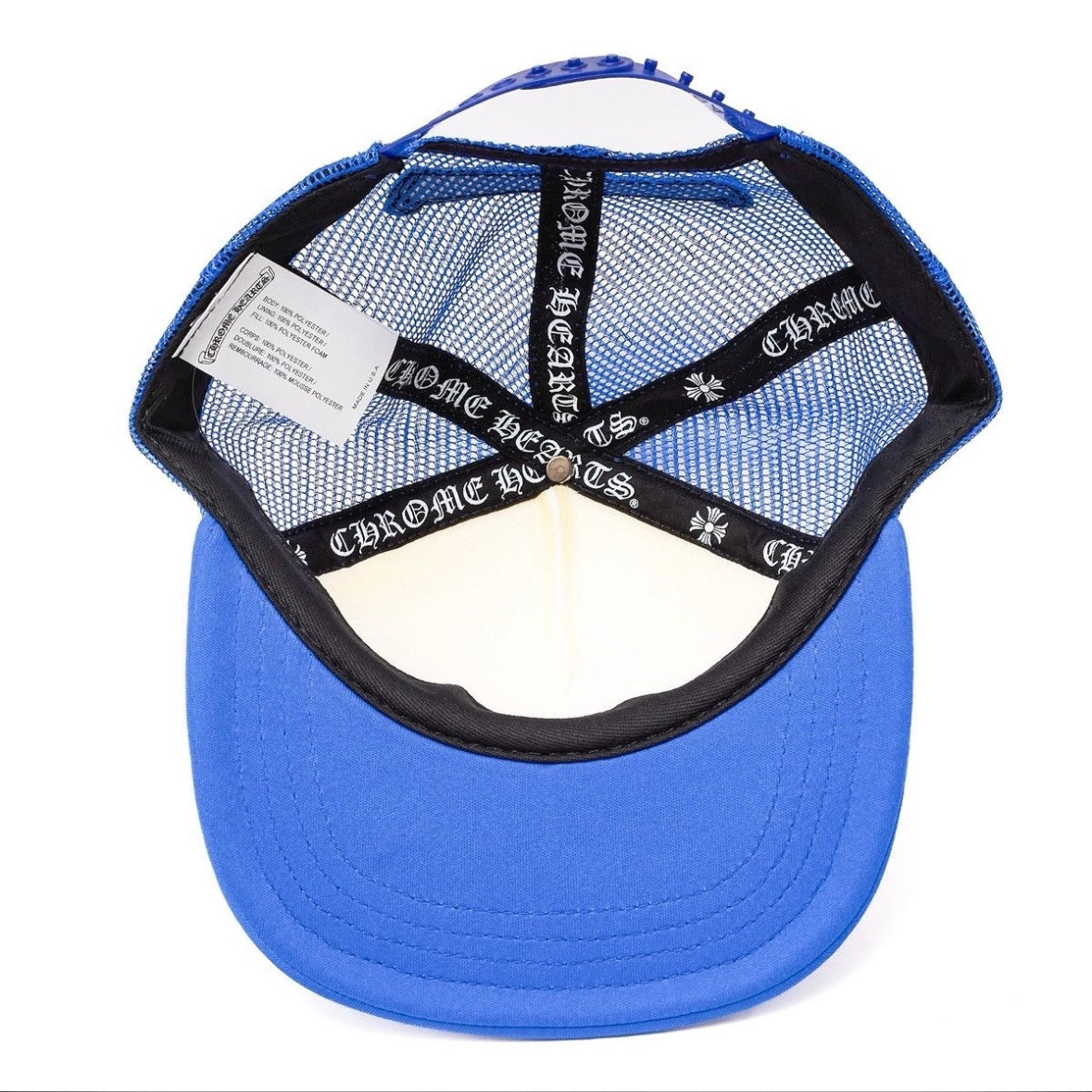 Chrome Hearts Blue White Red Eyechart Trucker Hat