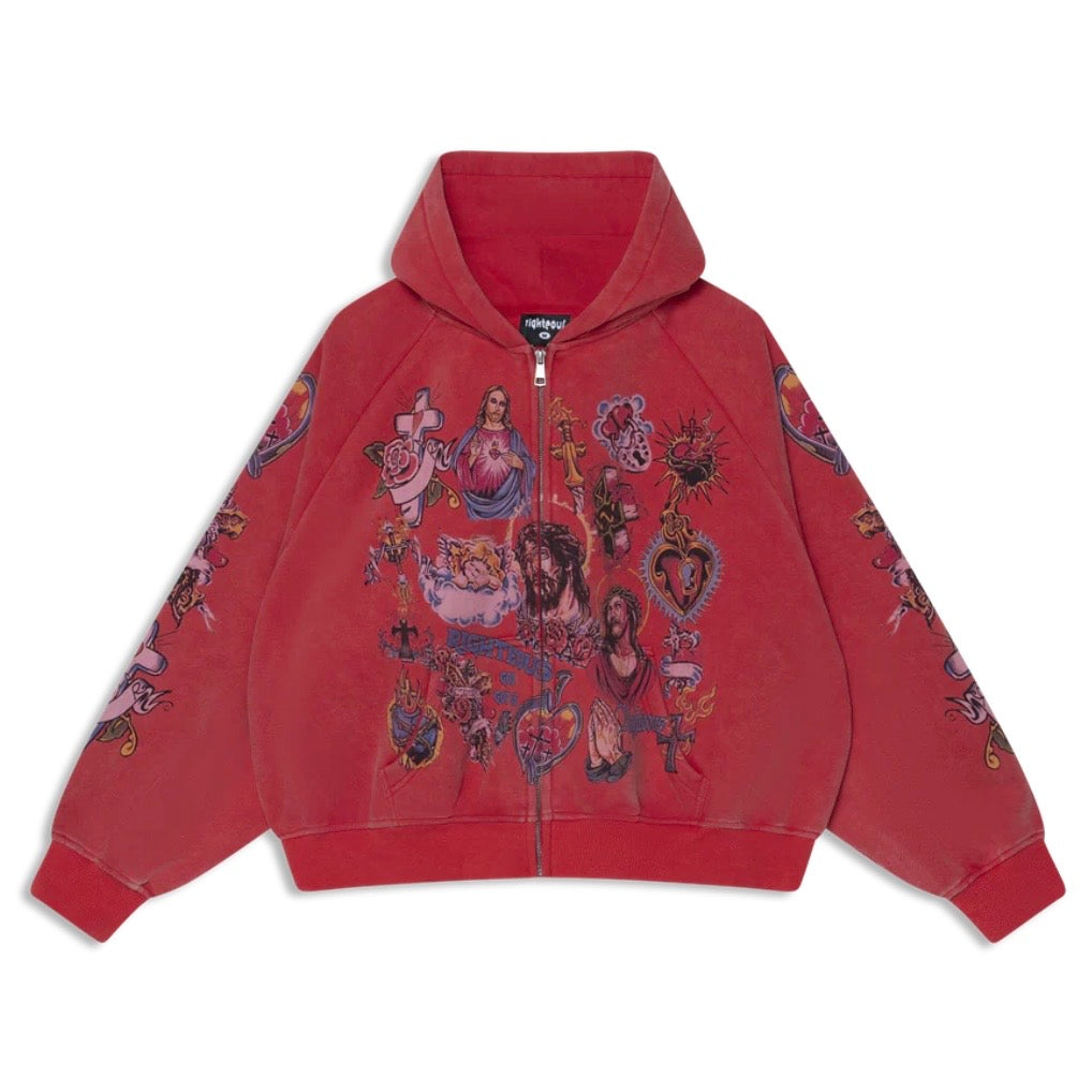 We Are Righteous Red Risen King Zip Hoodie
