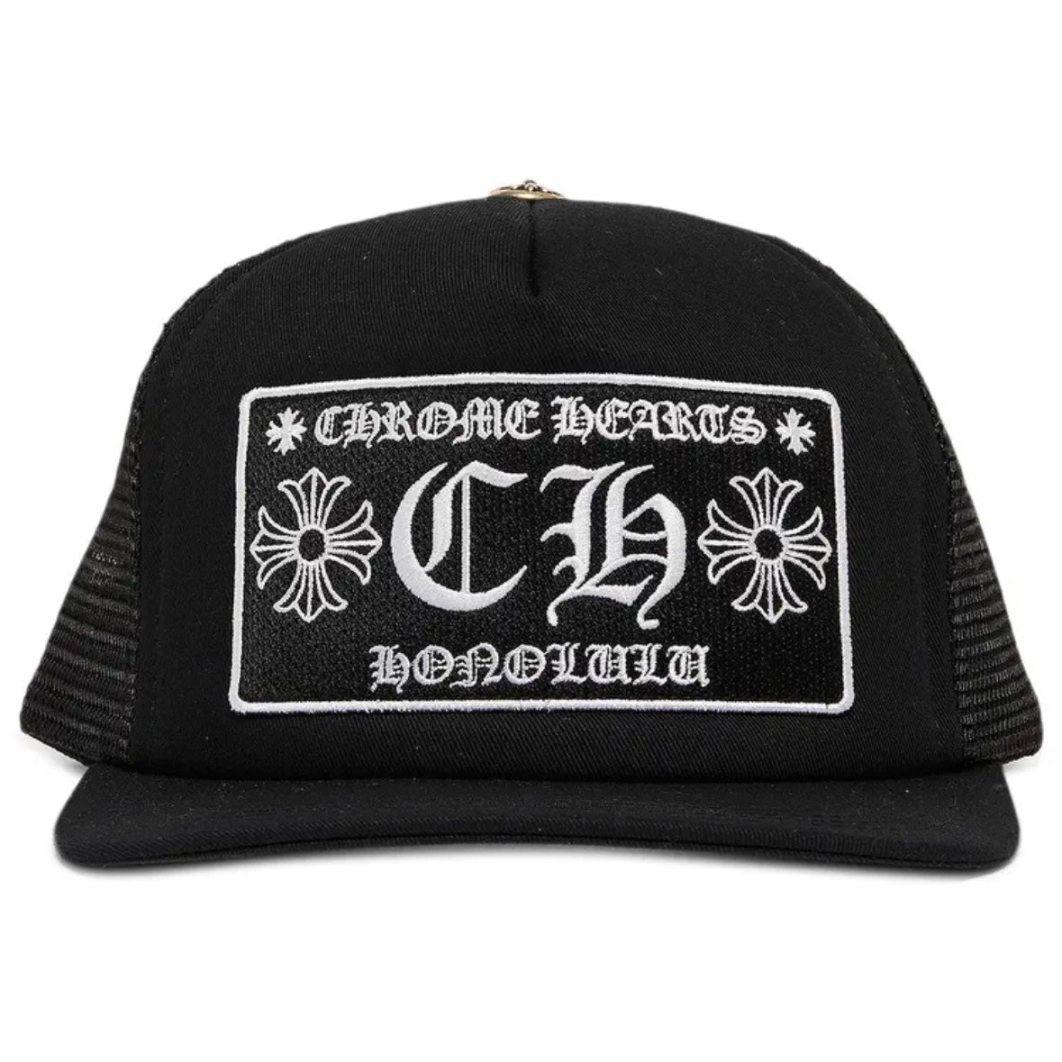 Chrome Hearts Black Honolulu CH Trucker Hat