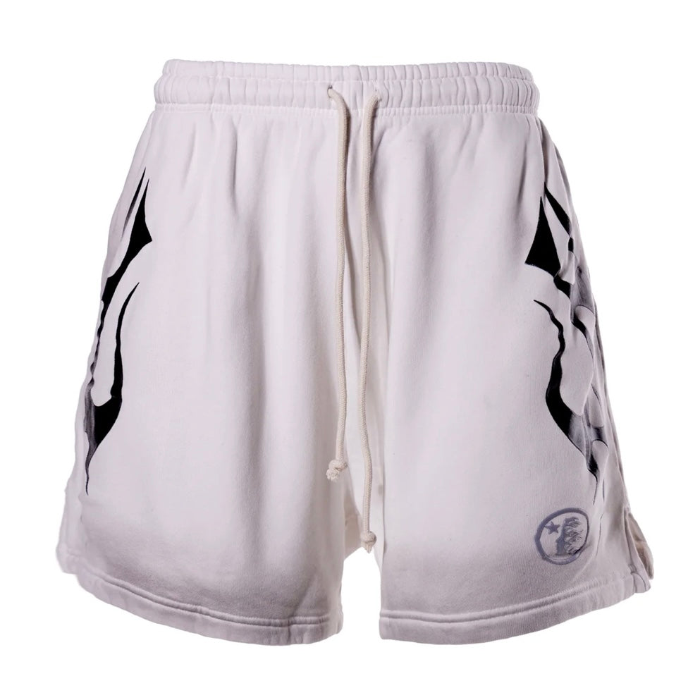 Hellstar White Black Flame Shorts