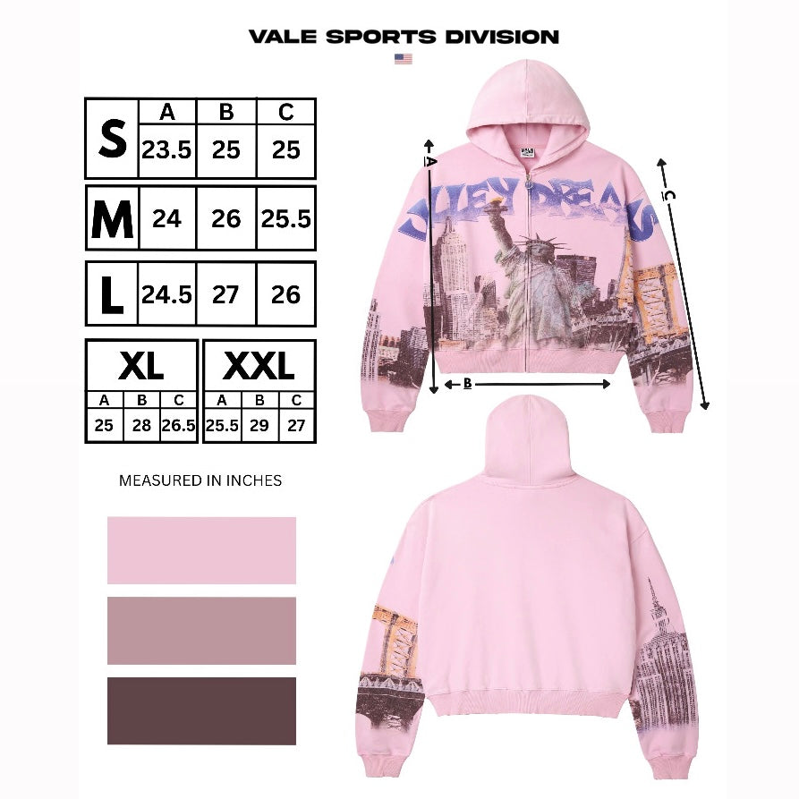 Vale Pink NYC Zip Hoodie