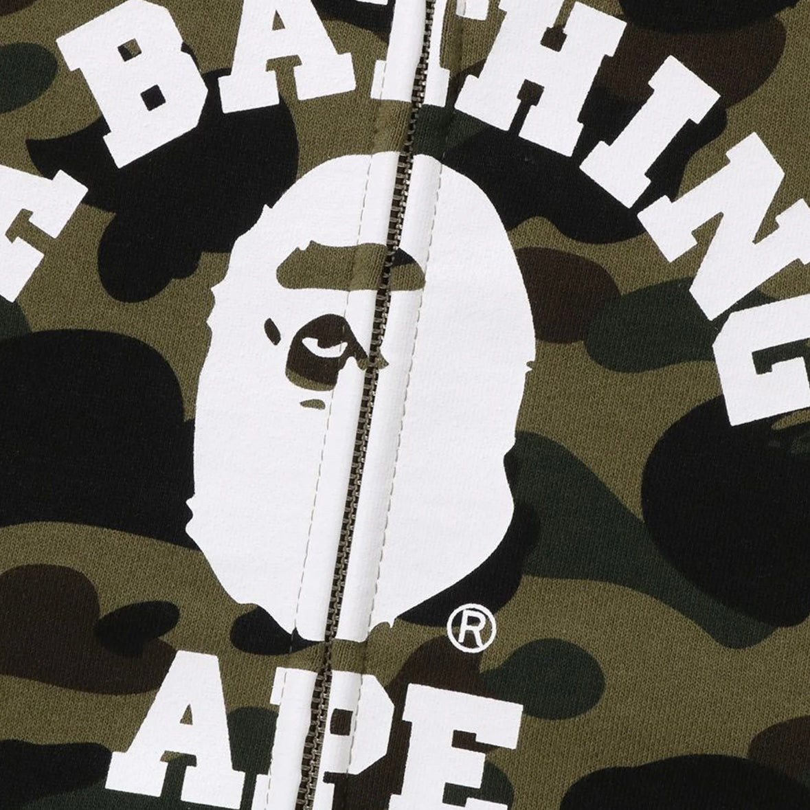 Bape Green 1st Camo Crazy College Zip Hoodie