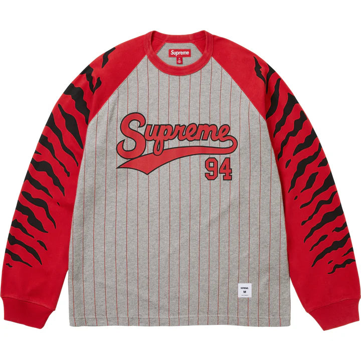 Supreme Heather Grey Tiger Raglan Long Sleeve
