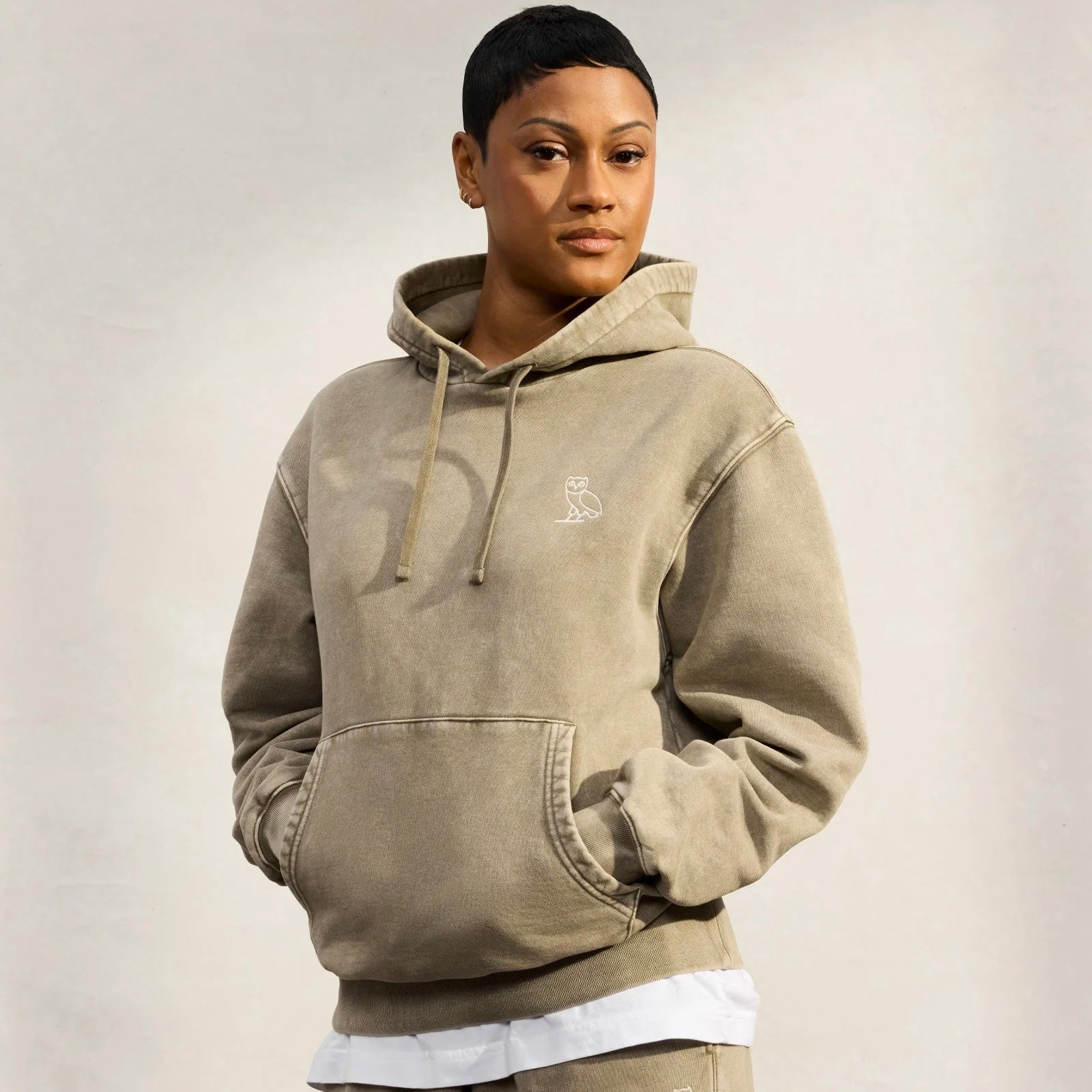 OVO Washed Brown Hoodie On Body 3