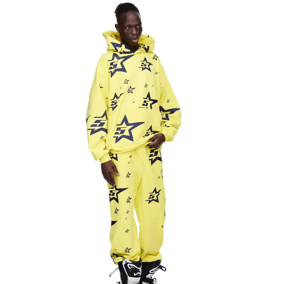 Sp5der Yellow 5Star Sweatpants On Body 3