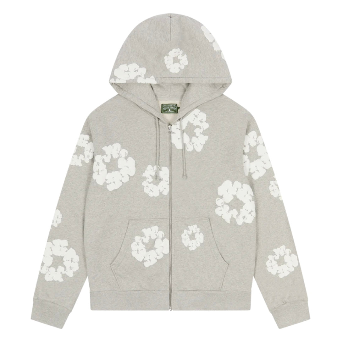 Denim Tears Grey Cotton Wreath Zip Hoodie