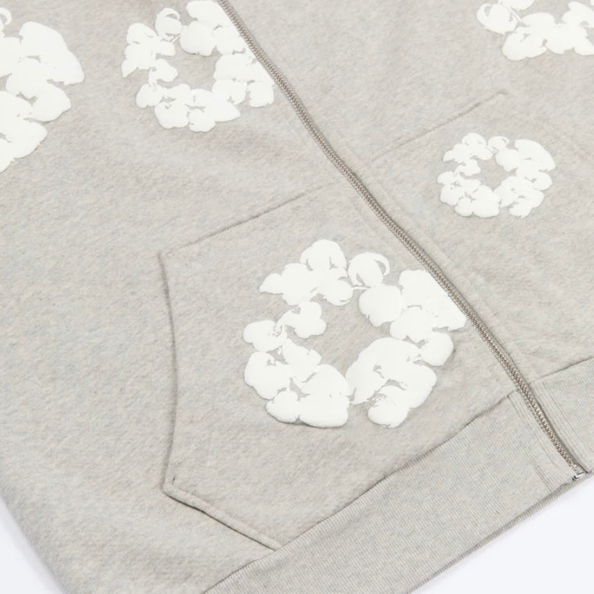 Denim Tears Grey Cotton Wreath Zip Hoodie