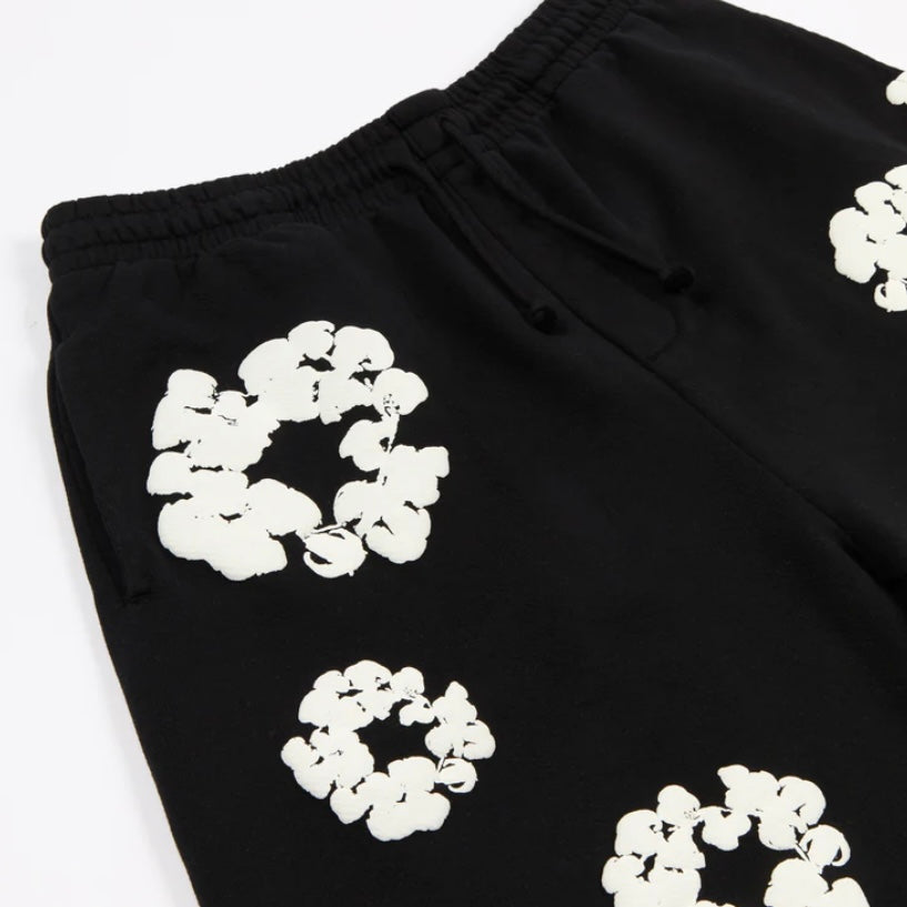 Denim Tears Black Cotton Wreath Shorts