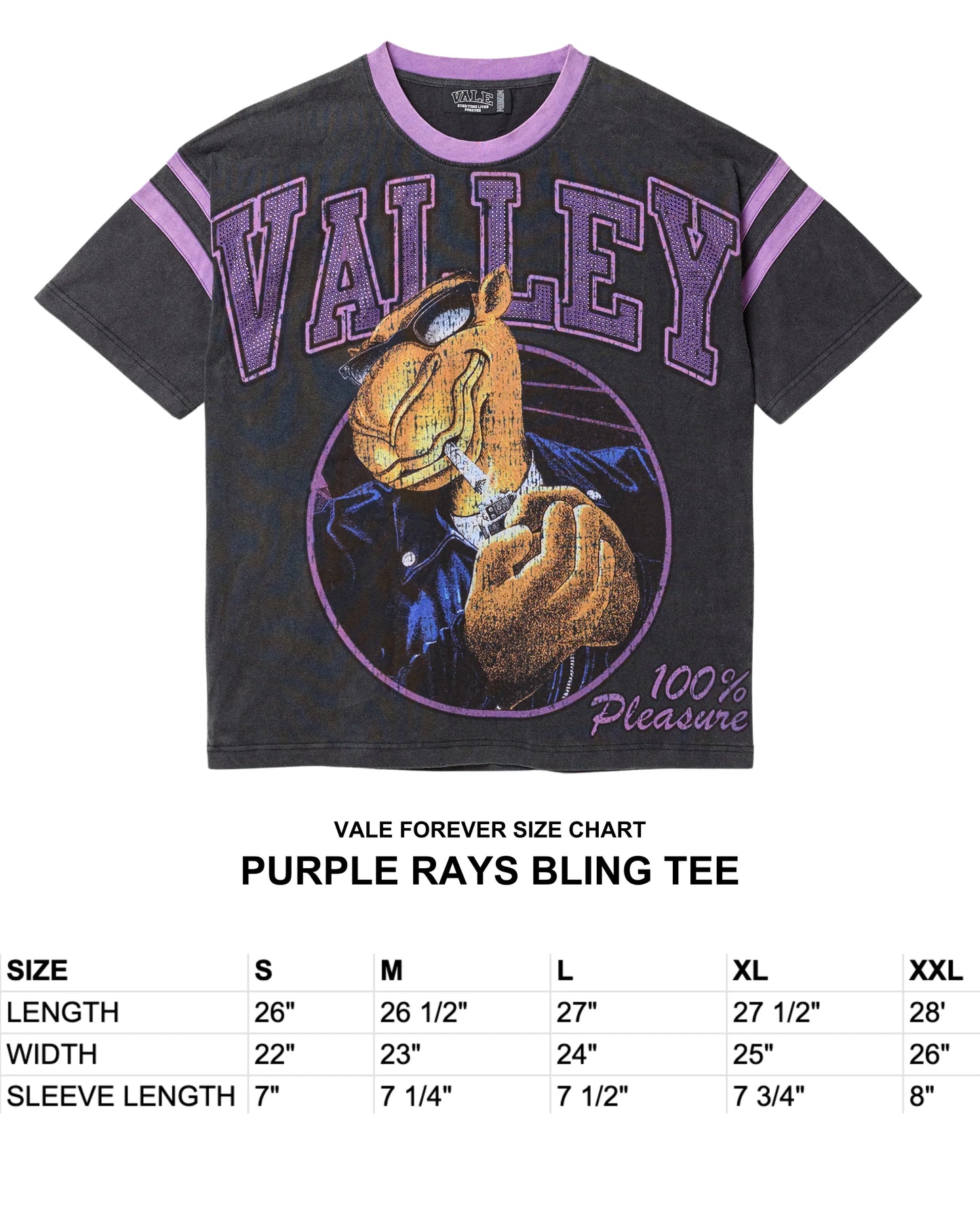 Vale Purple Rays Bling T-Shirt