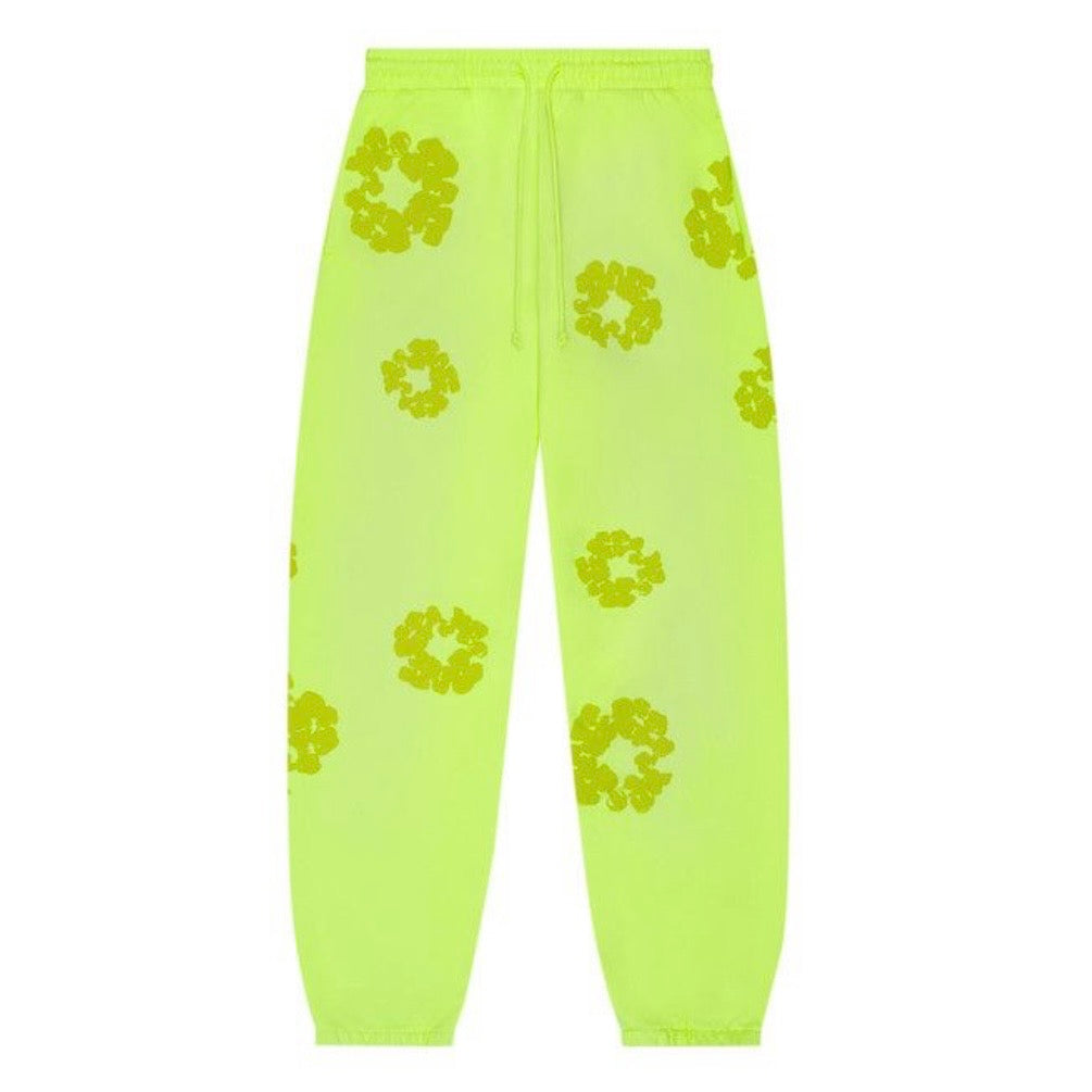Denim Tears Neon Green Mono Cotton Wreath Sweatpants