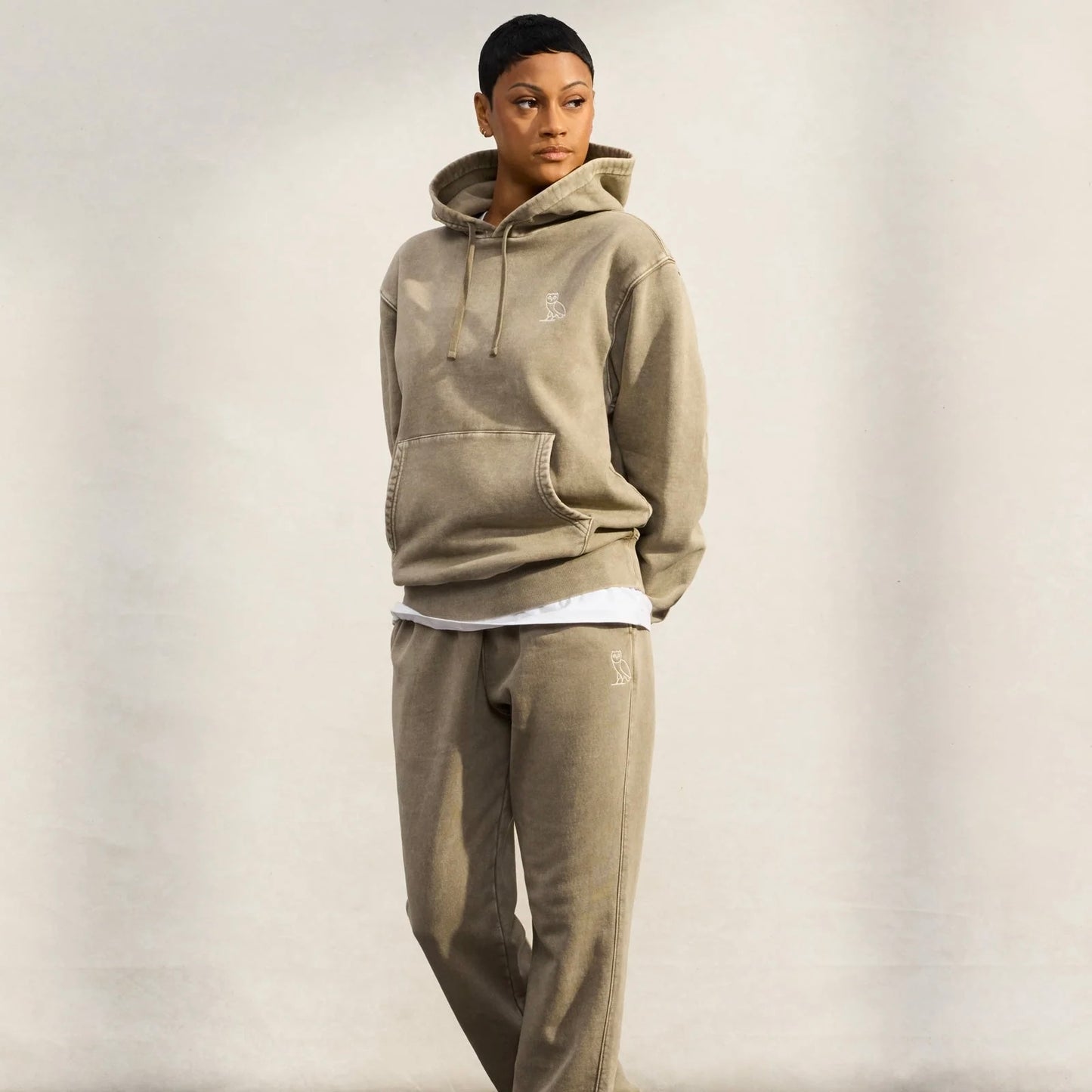 OVO Washed Brown Hoodie On Body 2