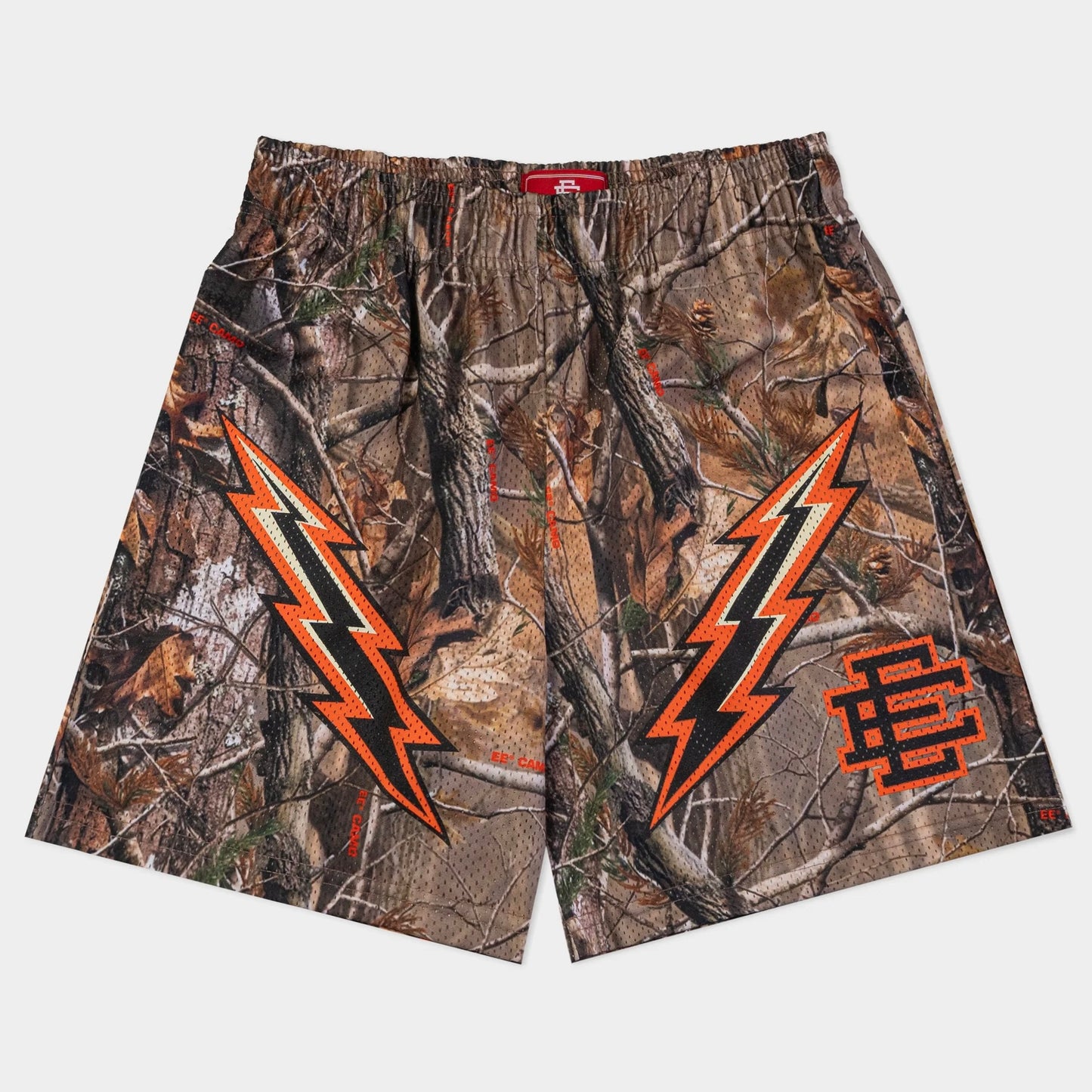 Eric Emanuel Camo Orange Bolt Shorts