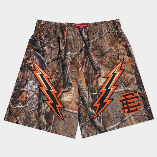 Eric Emanuel Camo Orange Bolt Shorts