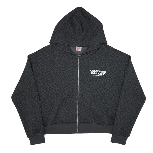 AZVA Black Leopard Art Zip Hoodie