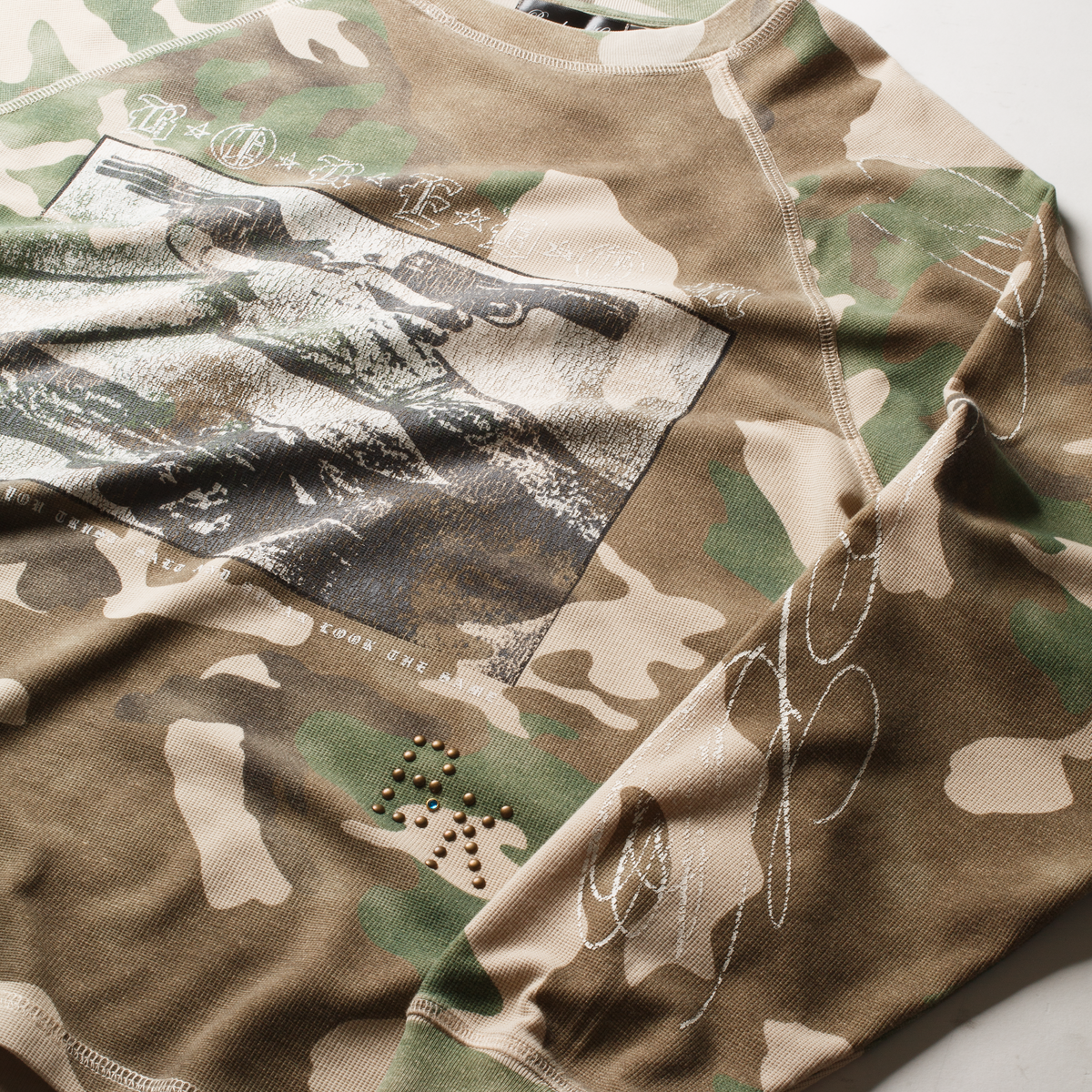 Boredom Kills Trust Camo Waffle Thermal Long Sleeve
