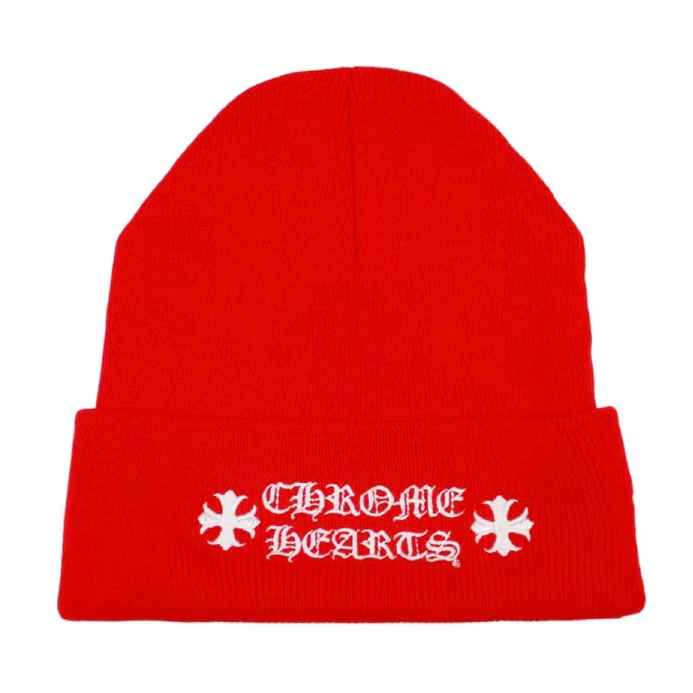 Chrome Hearts Red Stacked Logo Beeanie