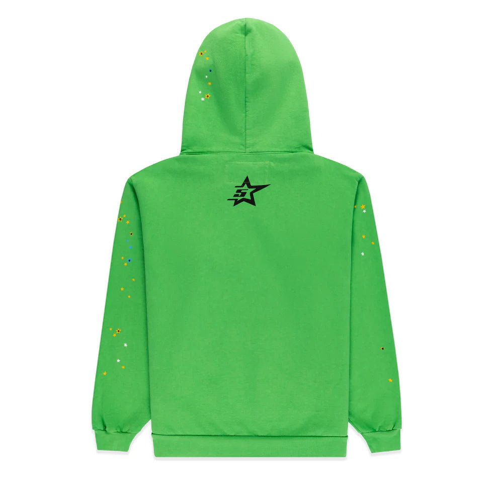 Sp5der Bright Green Punk V2 Rhinestone Hoodie