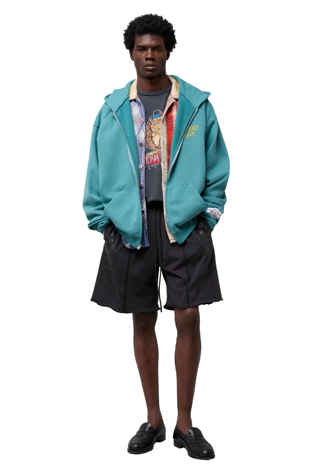 Gallery Dept Vintage Teal 90s Logo Zip Hoodie