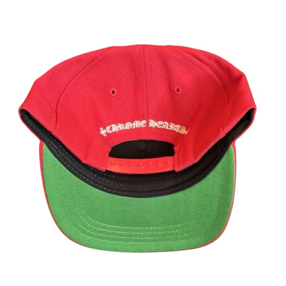 Chrome Hearts Red White 6 Panel Snapback Hat