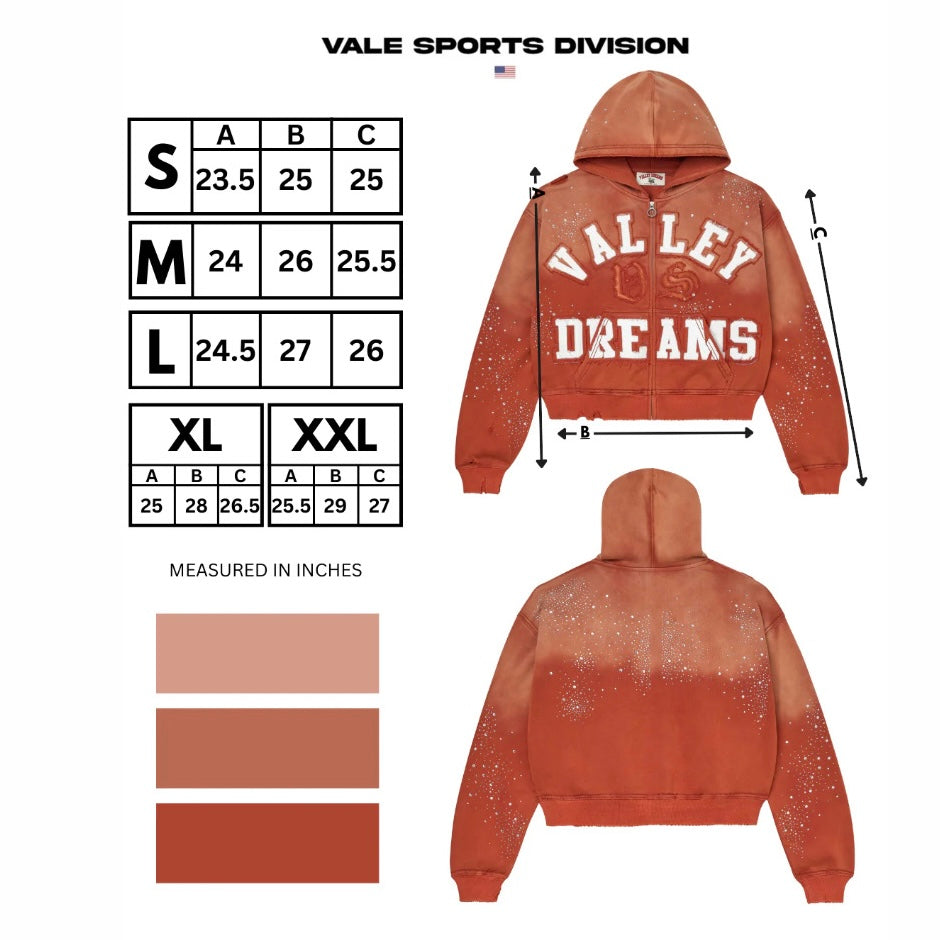 Vale Orange Classico Zip Hoodie