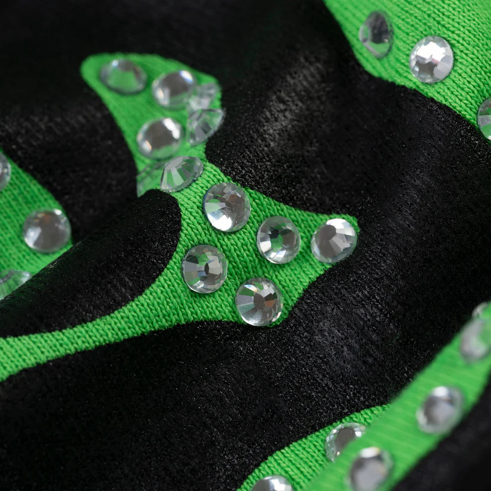 Sp5der Bright Green Punk V2 Rhinestone Sweatpants