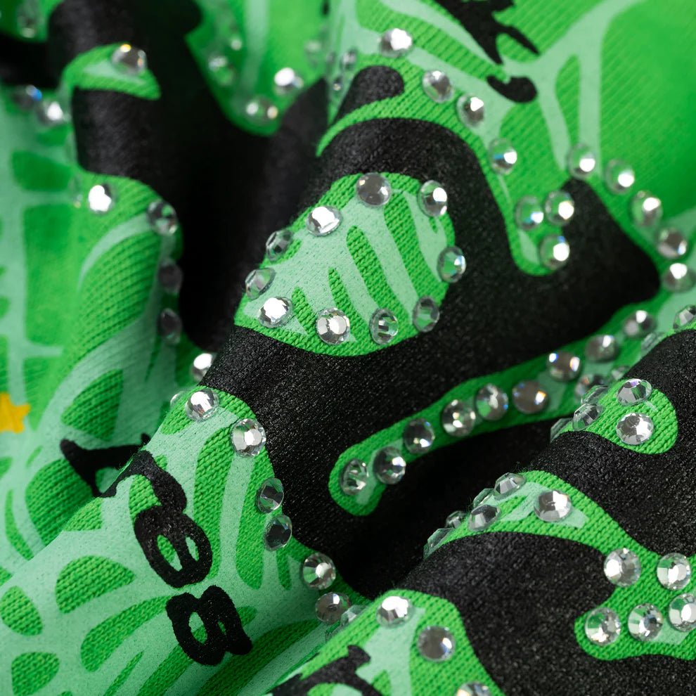 Sp5der Bright Green Punk V2 Rhinestone Hoodie