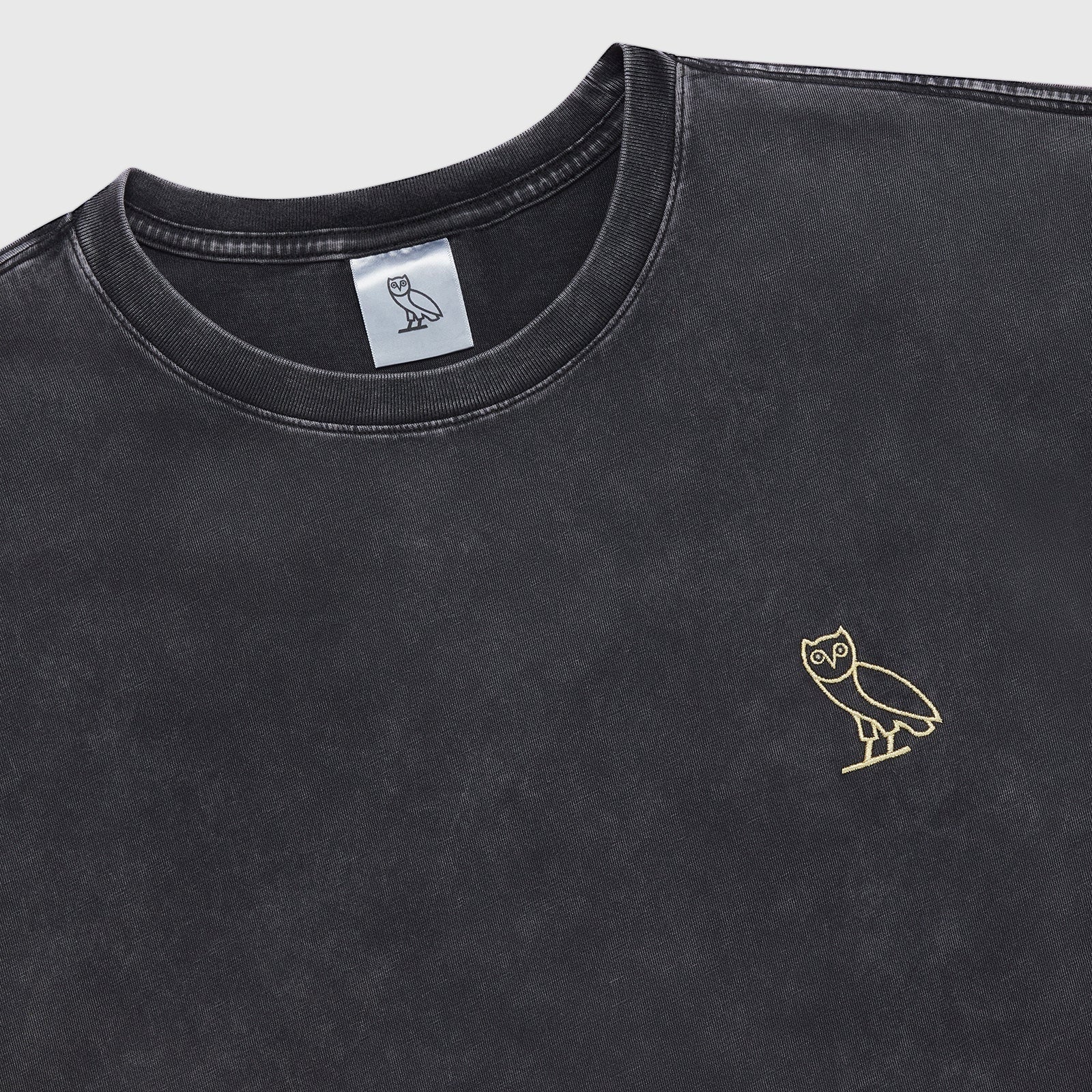 OVO Washed Black T-Shirt Close Up 1