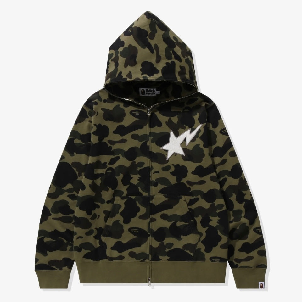 Bape Green 1st Camo Star Zip hoodie