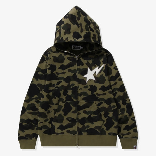Bape Green 1st Camo Star Zip hoodie
